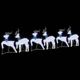 LED Reindeers 6 pcs White Fabric - 45-Degree Angle