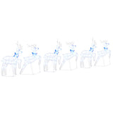 LED Reindeers 6 pcs White Fabric - Low Angle
