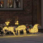 LED Reindeers 3 pcs Warm White 43 x 18 x 66 cm Fabric