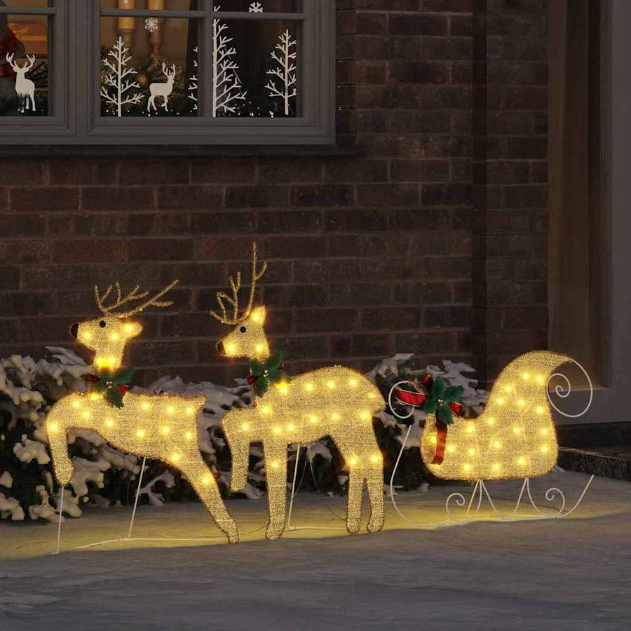 LED Reindeers 3 pcs Warm White 43 x 18 x 66 cm Fabric