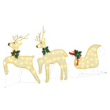 LED Reindeers 3 pcs Warm White Fabric - Front View