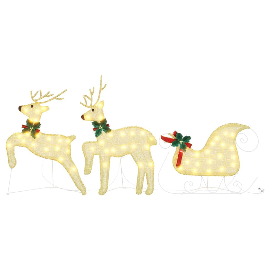 LED Reindeers 3 pcs Warm White 43 x 18 x 66 cm Fabric