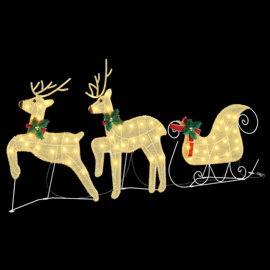 LED Reindeers 3 pcs Warm White 43 x 18 x 66 cm Fabric