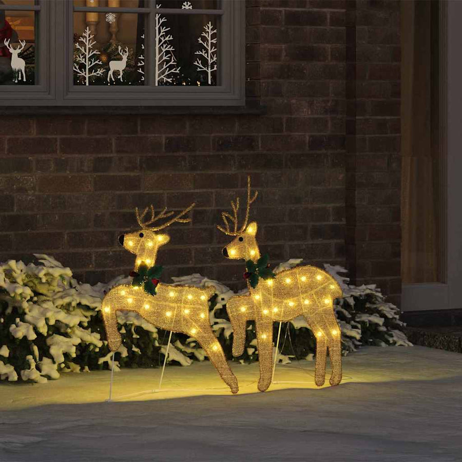 LED Reindeers 2 pcs Warm White 45 x 19 x 65 cm Fabric