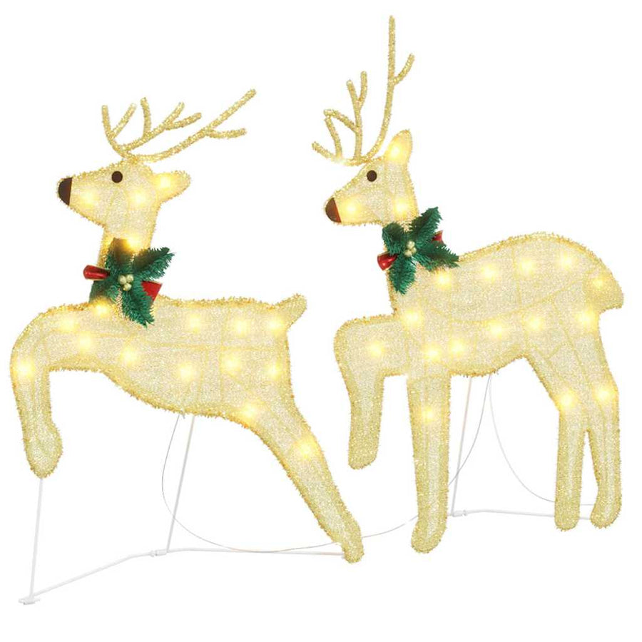 LED Reindeers 2 pcs Warm White 45 x 19 x 65 cm Fabric