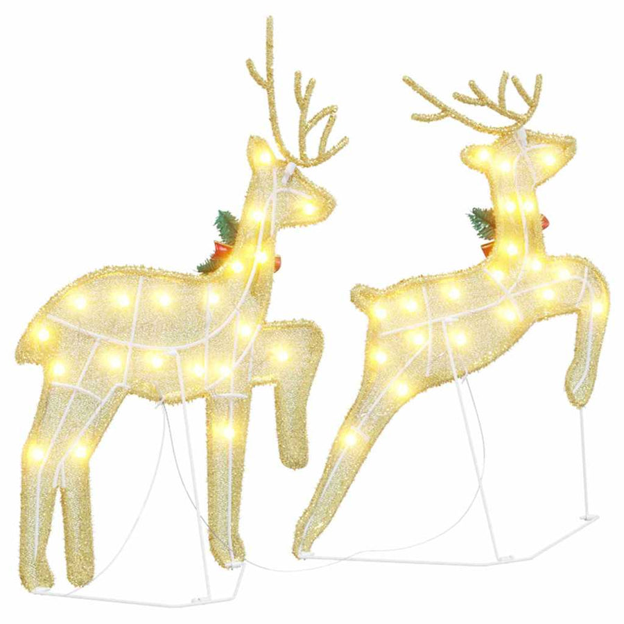 LED Reindeers 2 pcs Warm White 45 x 19 x 65 cm Fabric