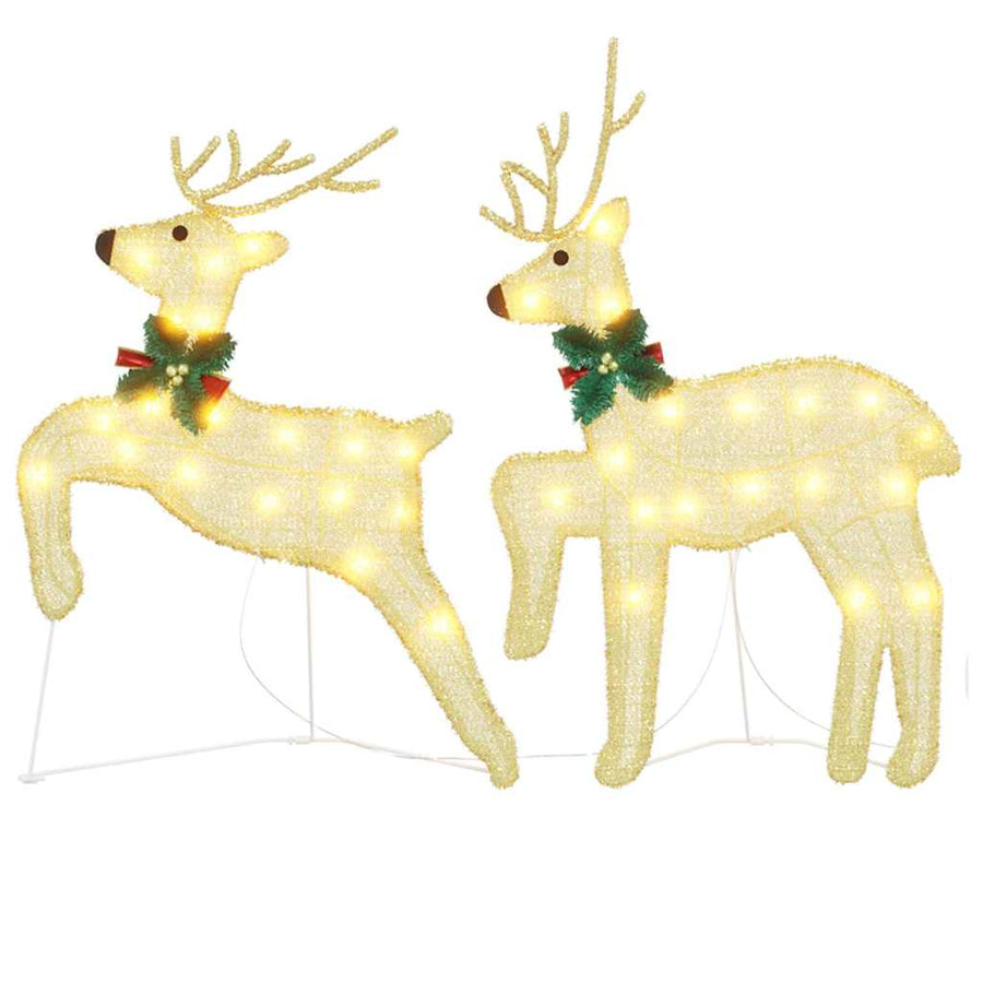 LED Reindeers 2 pcs Warm White 45 x 19 x 65 cm Fabric