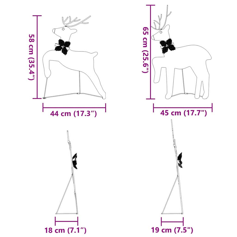 LED Reindeers 2 pcs Cold White 45 x 19 x 65 cm Fabric