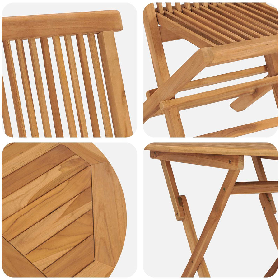 Garden Dining Set 3 pcs Brown Solid teak wood