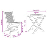 Garden Dining Set 3 pcs Brown Solid teak wood - Front View