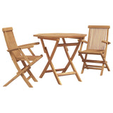 Garden Dining Set 3 pcs Brown Solid Acacia Wood - Front View