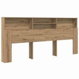 Headboard Cabinet with Shelf Artisan oak 220 x 19 x 101.5 cm - Front View