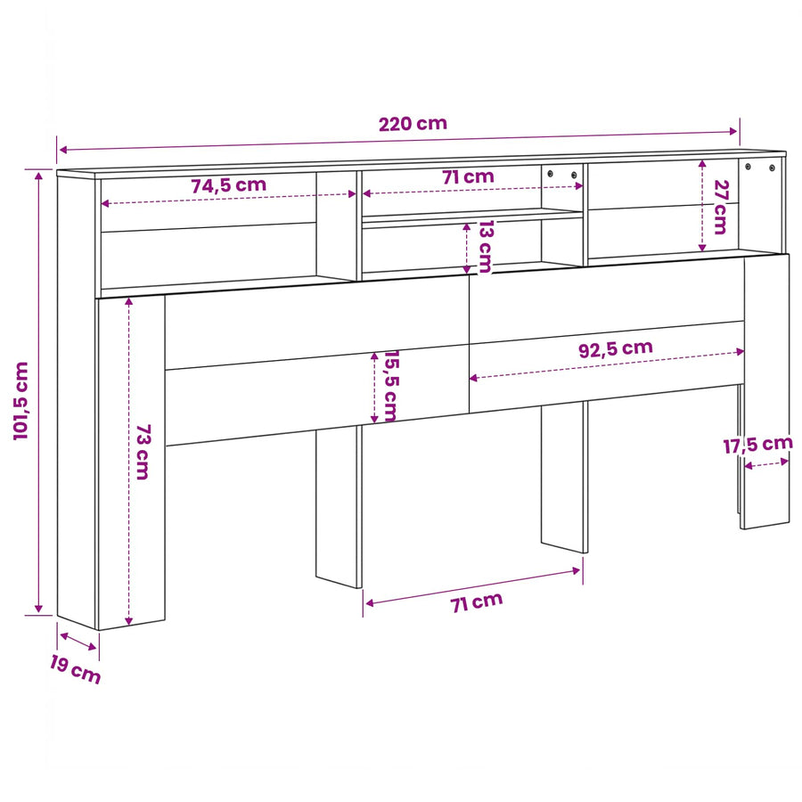Headboard Cabinet Artisan Oak Engineered Wood