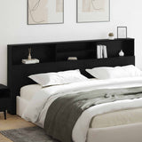 Headboard Cabinet Black Oak 220 x 19 x 101,5 cm Engineered Wood - Top-Down View