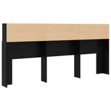 Headboard Cabinet Black Oak 220 x 19 x 101,5 cm Engineered Wood - Close-Up Angle