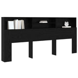 Headboard Cabinet Black Oak 220 x 19 x 101,5 cm Engineered Wood - Side View