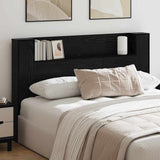 Headboard Cabinet with Shelf Black oak Engineered wood