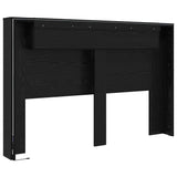 Headboard Cabinet with Shelf Black oak Engineered wood - Close-Up Angle