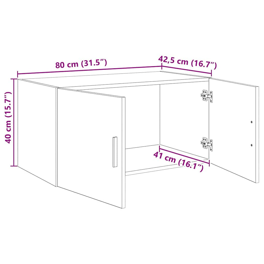 Wall Cabinet Black oak 80 x 42.5 x 40 cm Engineered Wood