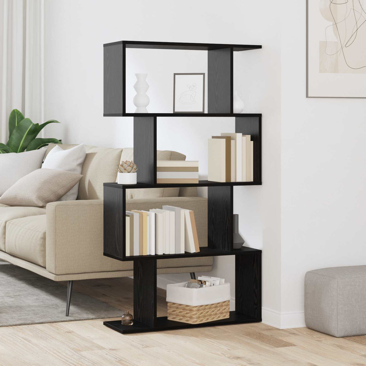 Book Cabinet Black Oak 70 x 24 x 129 cm Engineered Wood