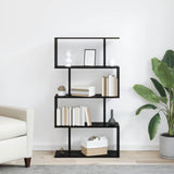 Book Cabinet Black Oak 70 x 24 x 129 cm Engineered Wood - Top-Down View