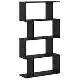 Book Cabinet Black Oak 70 x 24 x 129 cm Engineered Wood - Front View
