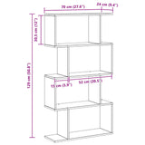 Book Cabinet Black Oak 70 x 24 x 129 cm Engineered Wood - Extra Image