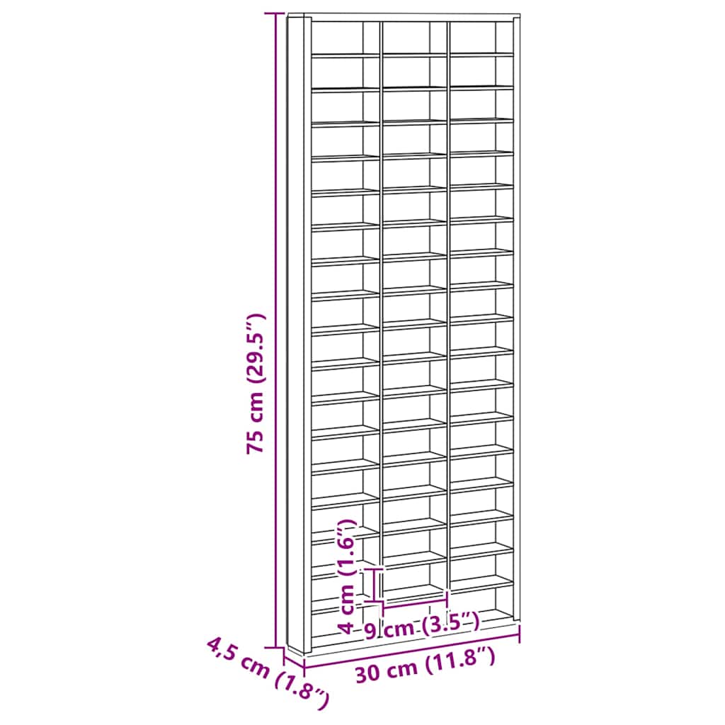 Display Case Brown 30 x 4.5 x 75 cm Engineered wood