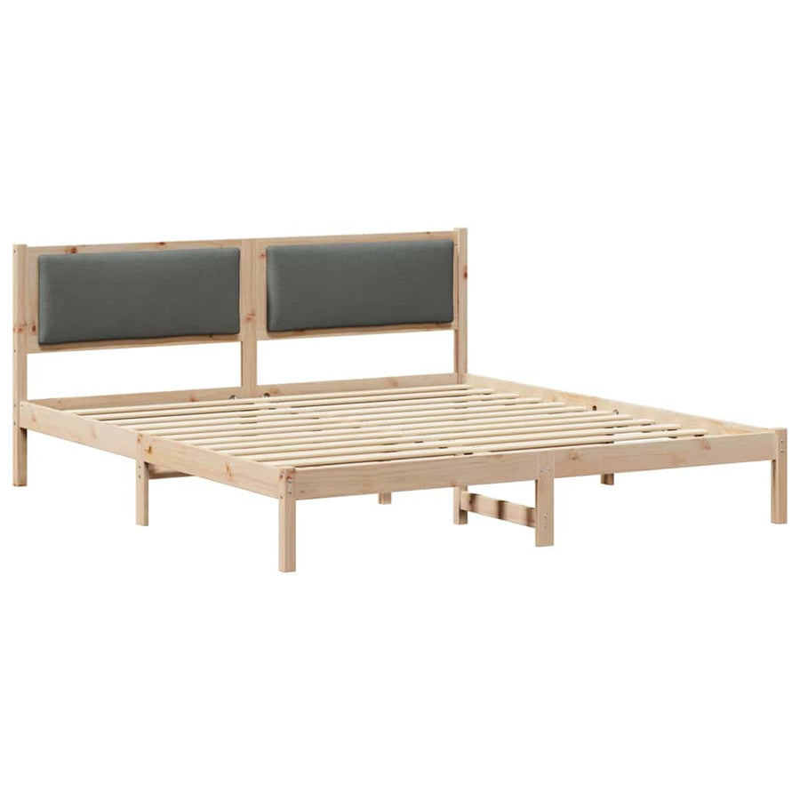 Bed Frame with Headboard Dark Grey 180 x 200 cm Solid Pine Wood