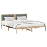 Bed Frame with Headboard Dark Grey 180 x 200 cm Solid Pine Wood - Side View