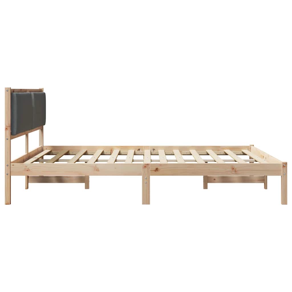 Bed Frame with Headboard Dark Grey 180 x 200 cm Solid Pine Wood