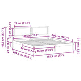 Bed Frame with Headboard Dark Grey 180 x 200 cm Solid Pine Wood - Extra Image