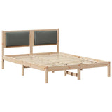 Bed Frame with Headboard Dark Grey 150 x 200 cm Solid Pine Wood - Front View