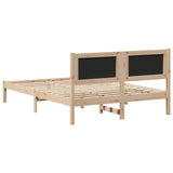 Bed Frame with Headboard Dark Grey 150 x 200 cm Solid Pine Wood - Close-Up Angle