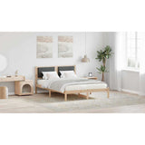 Bed Frame with Headboard Dark Grey 135 x 190 cm Solid Pine Wood