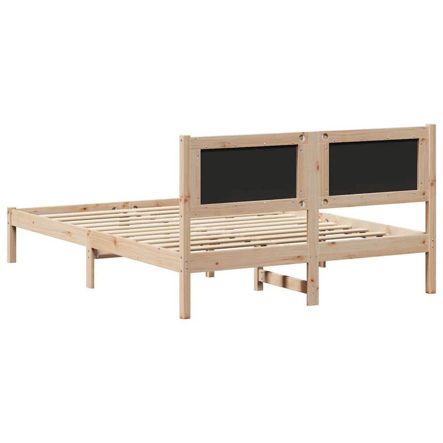 Bed Frame with Headboard Dark Grey 135 x 190 cm Solid Pine Wood