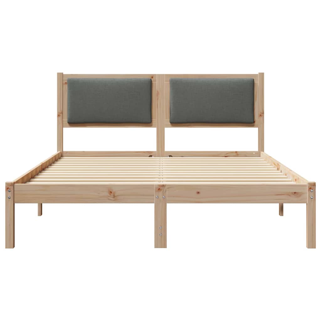 Bed Frame with Headboard Dark Grey 135 x 190 cm Solid Pine Wood
