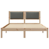 Bed Frame with Headboard Dark Grey 135 x 190 cm Solid Pine Wood - 45-Degree Angle