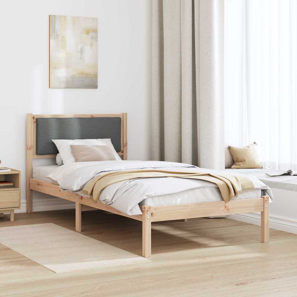 Bed Frame with Headboard Dark Grey 90 x 190 cm Solid Pine Wood