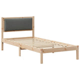 Bed Frame with Headboard Dark Grey 90 x 190 cm Solid Pine Wood - Front View