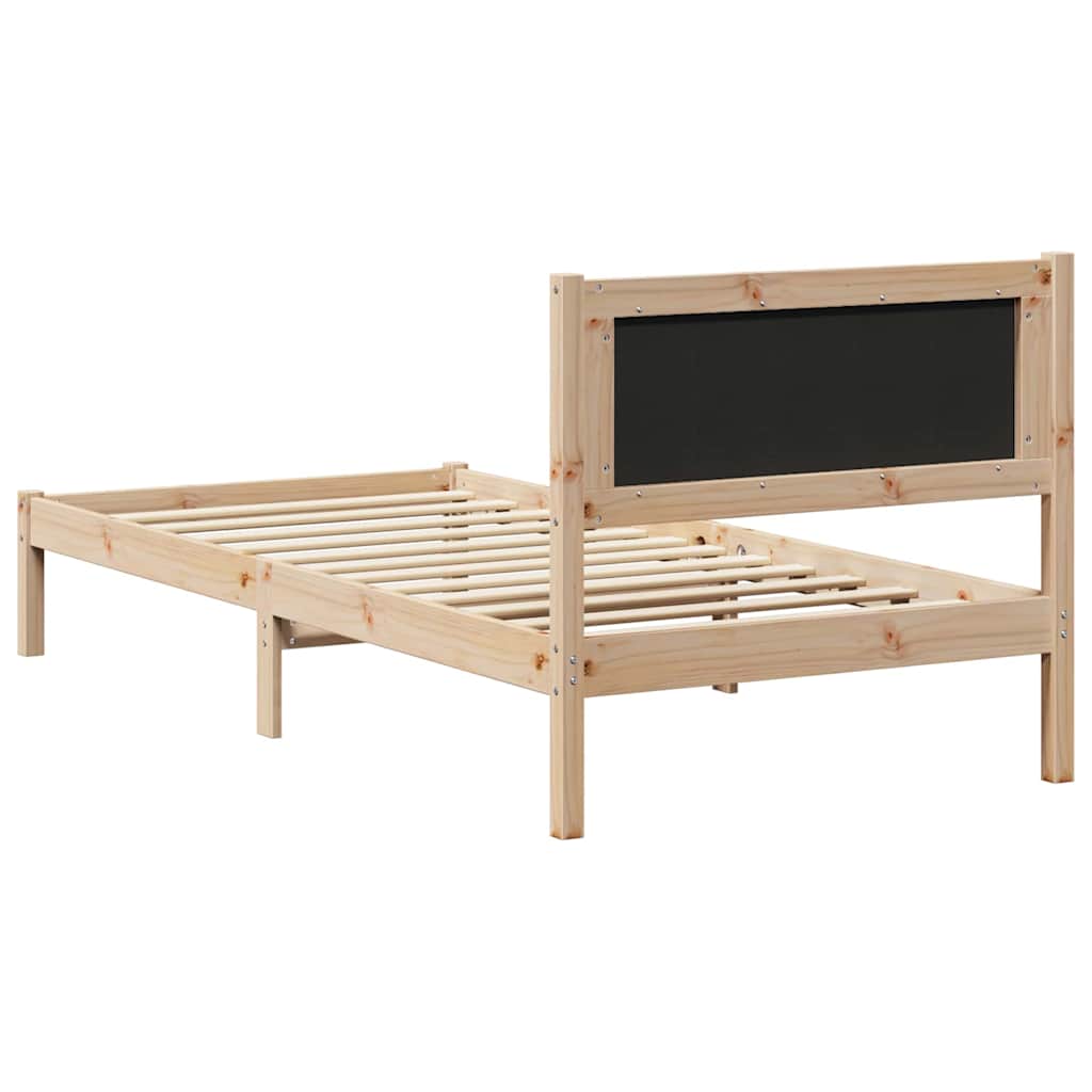 Bed Frame with Headboard Dark Grey 90 x 190 cm Solid Pine Wood