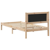 Bed Frame with Headboard Dark Grey 90 x 190 cm Solid Pine Wood - Close-Up Angle