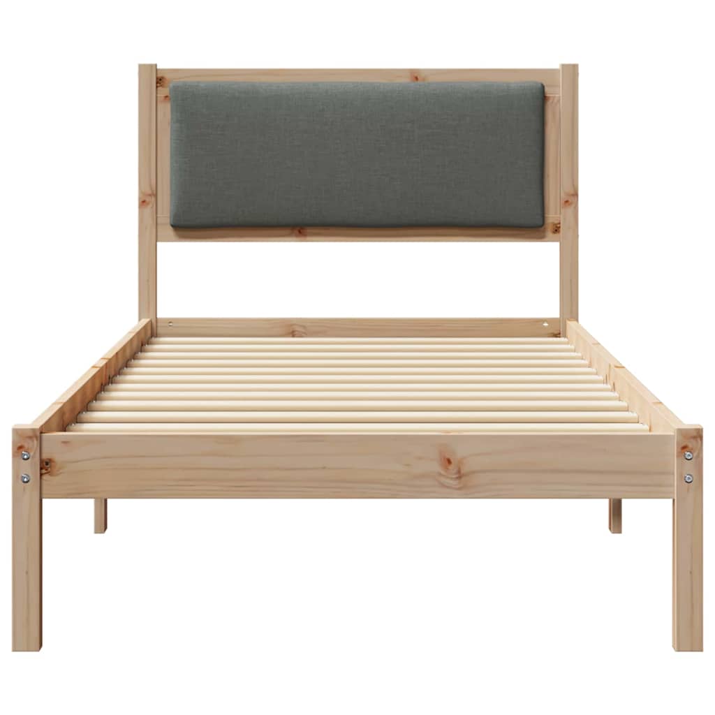 Bed Frame with Headboard Dark Grey 90 x 190 cm Solid Pine Wood