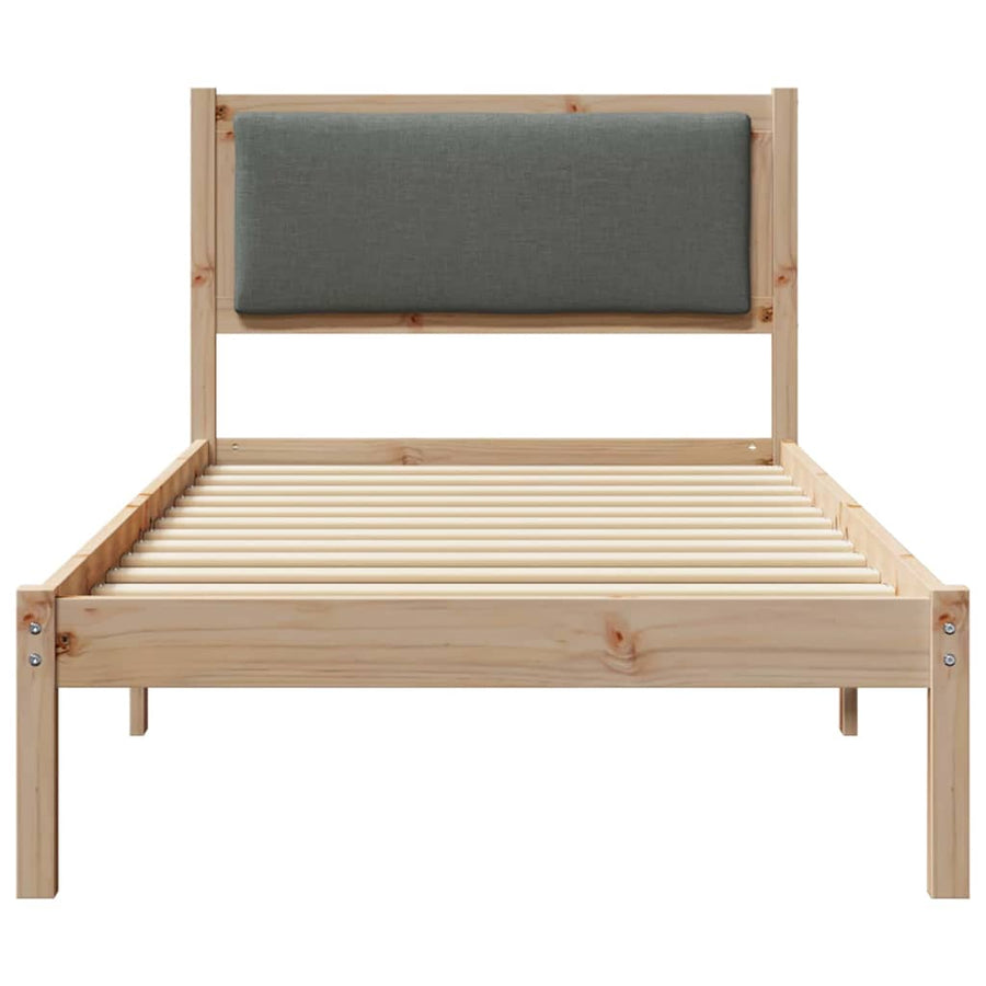 Bed Frame with Headboard Dark Grey 90 x 190 cm Solid Pine Wood