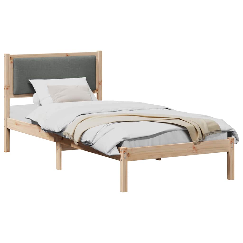Bed Frame with Headboard Dark Grey 90 x 190 cm Solid Pine Wood