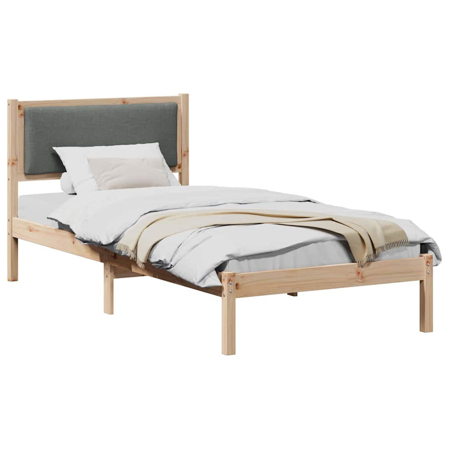 Bed Frame with Headboard Dark Grey 90 x 190 cm Solid Pine Wood