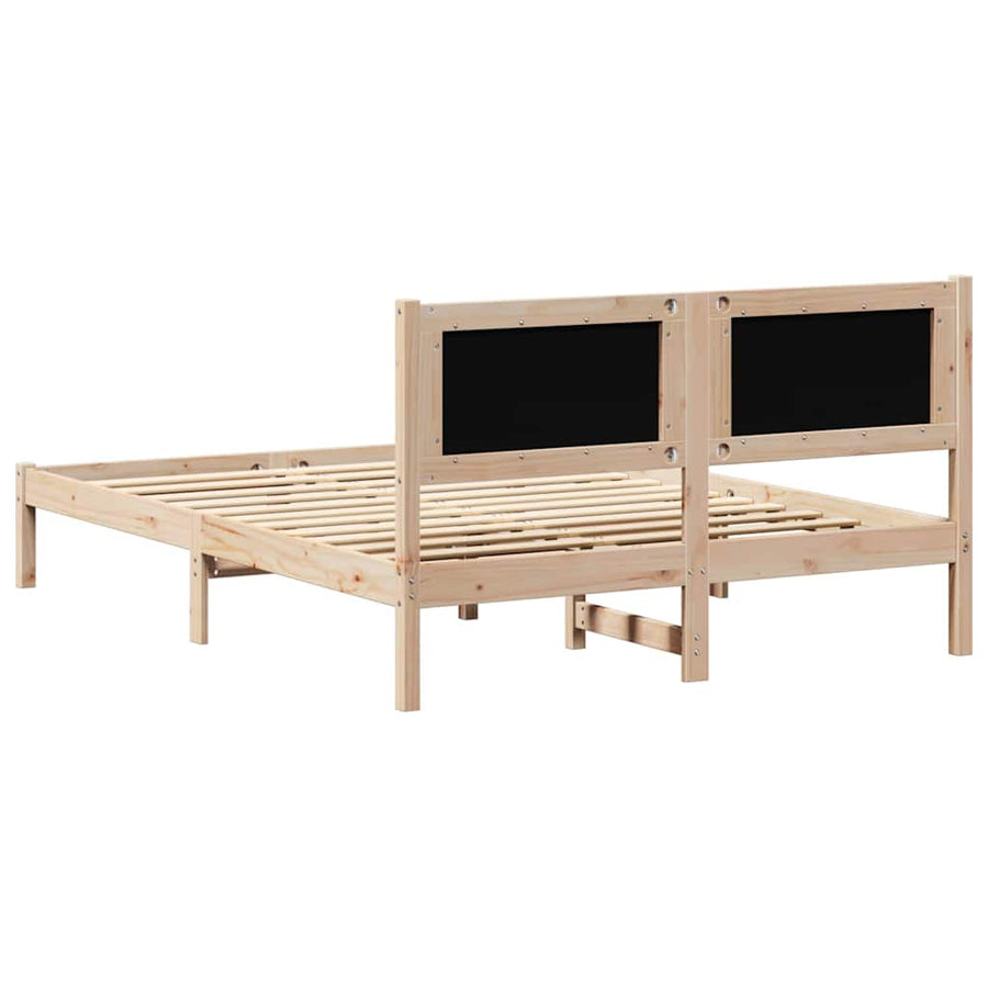 Bed Frame with Headboard Dark Grey 150 x 200 cm Solid Pine Wood