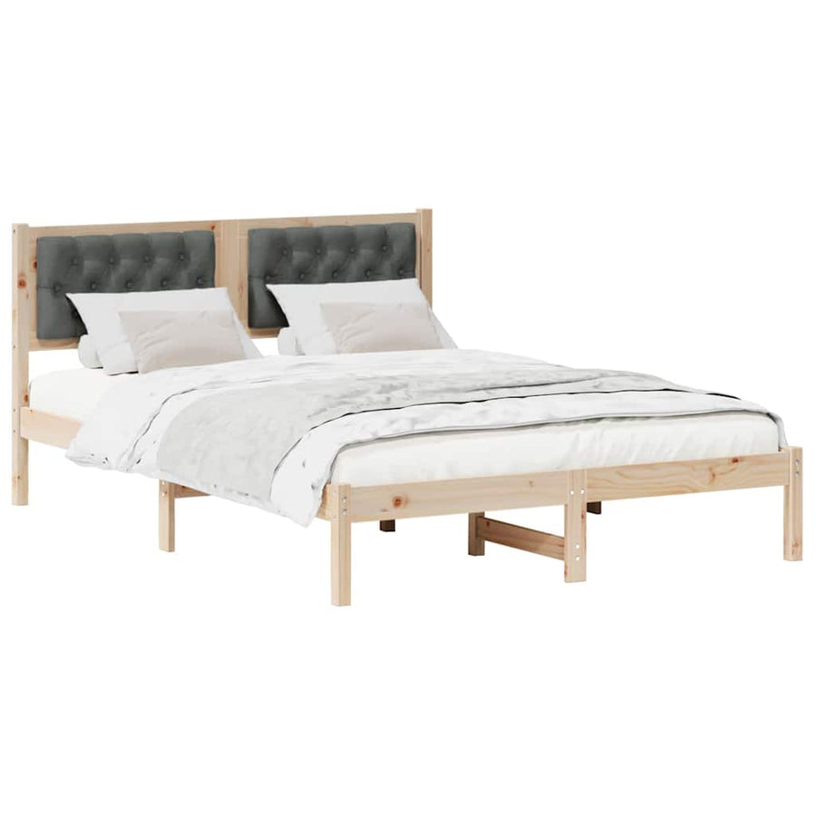 Bed Frame with Headboard Dark Grey 150 x 200 cm Solid Pine Wood