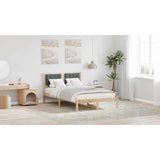 Bed Frame with Headboard Dark Grey 135 x 190 cm Solid Pine Wood - Low Angle