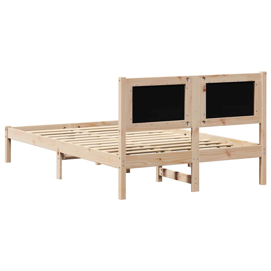 Bed Frame with Headboard Dark Grey 135 x 190 cm Solid Pine Wood